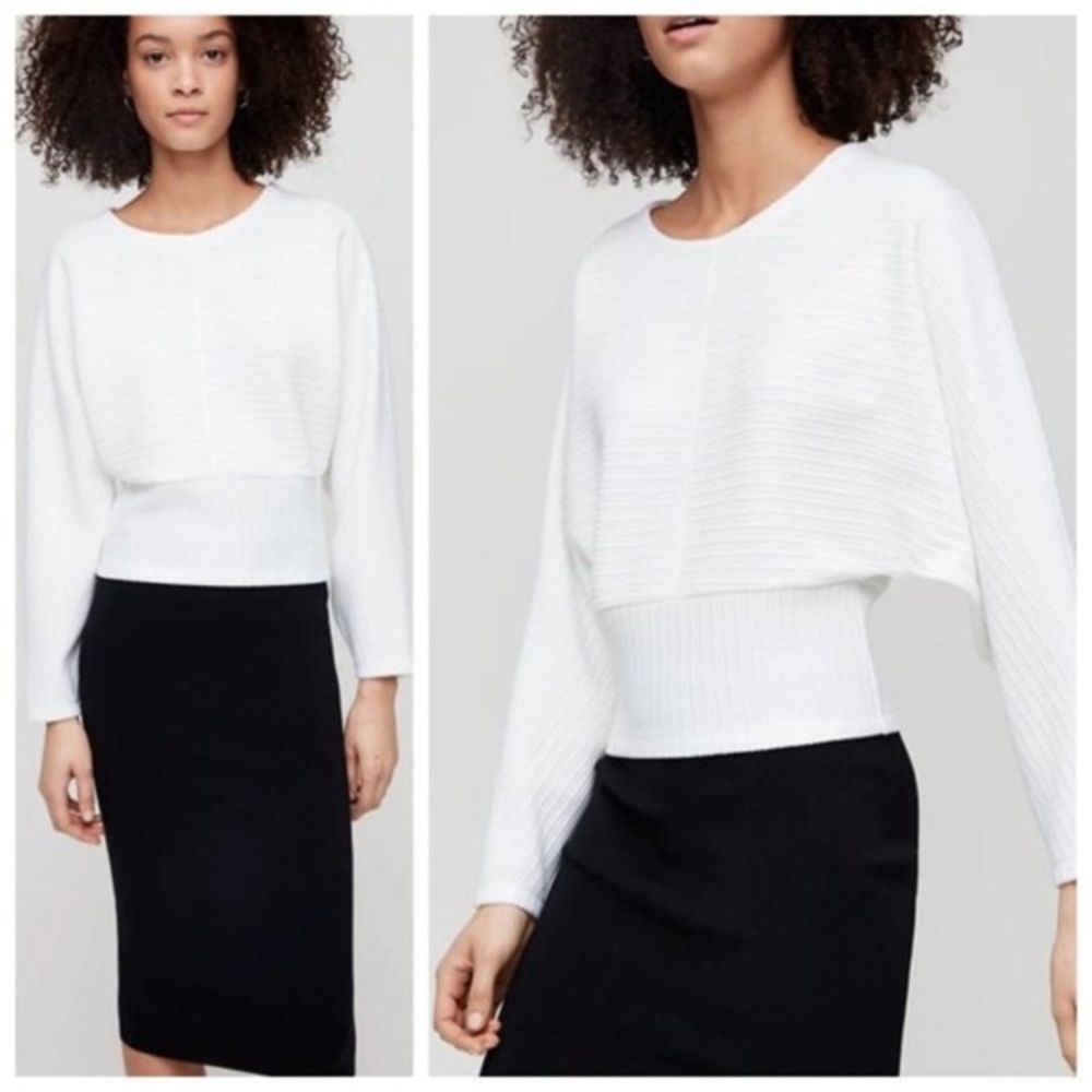 Babaton Hal Long Sleeves Dolman Sleeves Sweater Top White Women’s Size XS